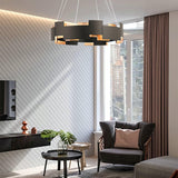 Modern Oval Candelabrum Chandelier Lighting in Black and Gold for Dining Rooms