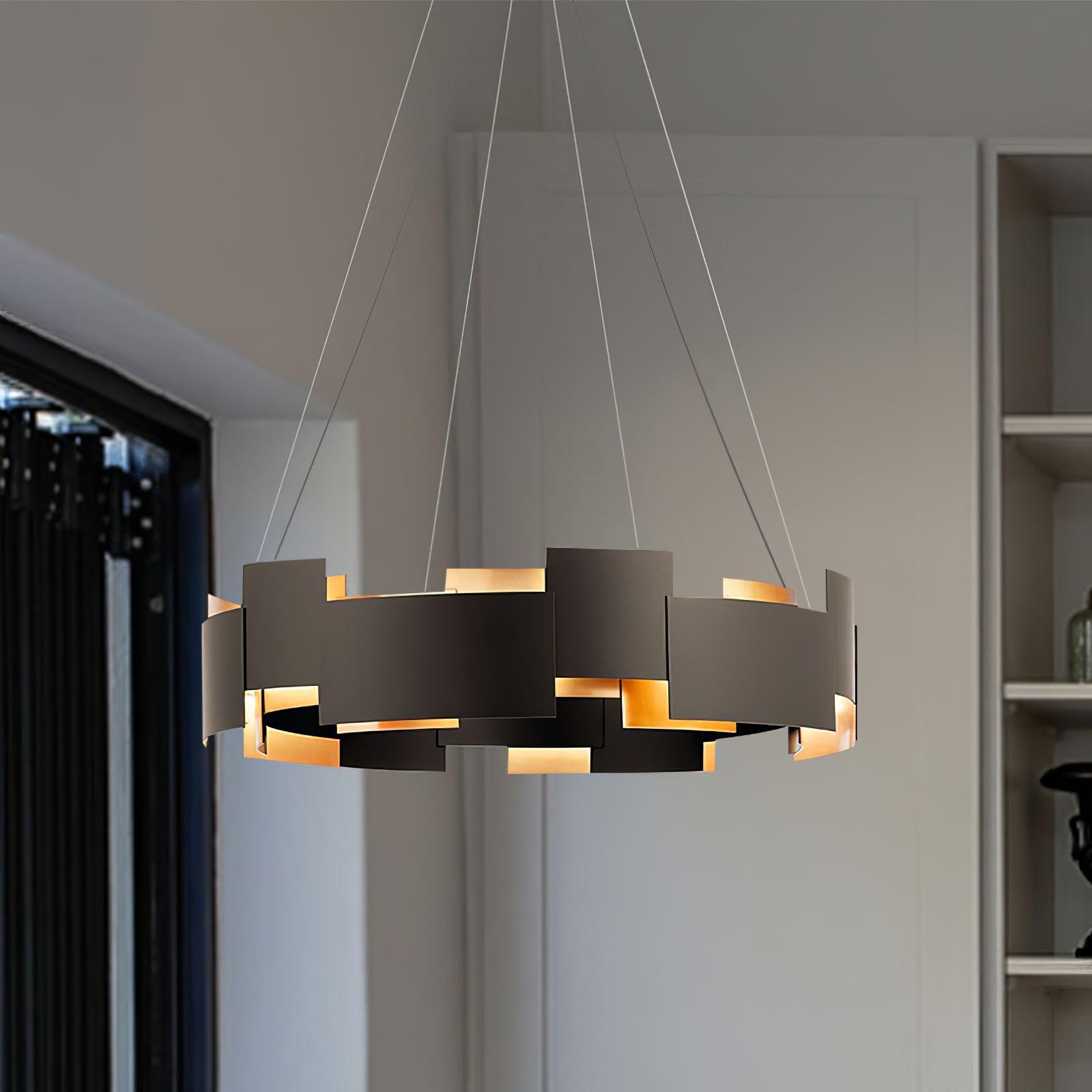Modern Oval Candelabrum Chandelier Lighting in Black and Gold for Dining Rooms