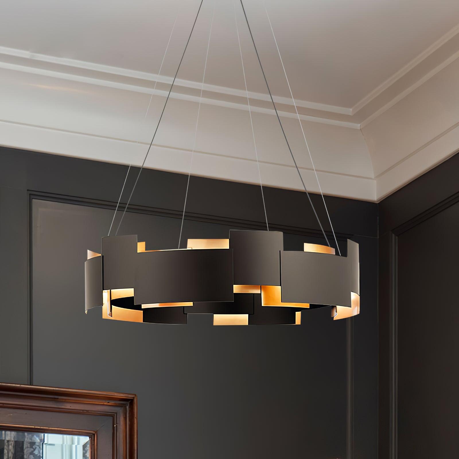 Modern Oval Candelabrum Chandelier Lighting in Black and Gold for Dining Rooms