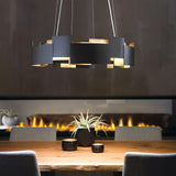 Modern Oval Candelabrum Chandelier Lighting in Black and Gold for Dining Rooms