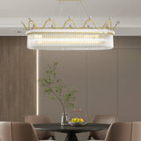 Modern Oval Gold Crystal Chandelier Luxury 1 or 2 Layer Pendant Light for Dining Room Kitchen Island