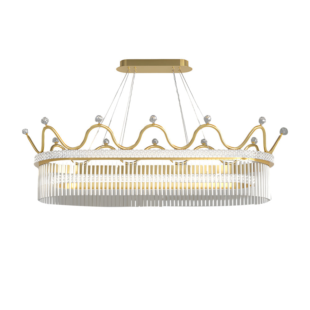 Modern Oval Gold Crystal Chandelier Luxury 1 or 2 Layer Pendant Light for Dining Room Kitchen Island