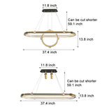 Modern Oval LED Ring Chandelier for Dining Room Luxury Black and Gold Pendant Lighting