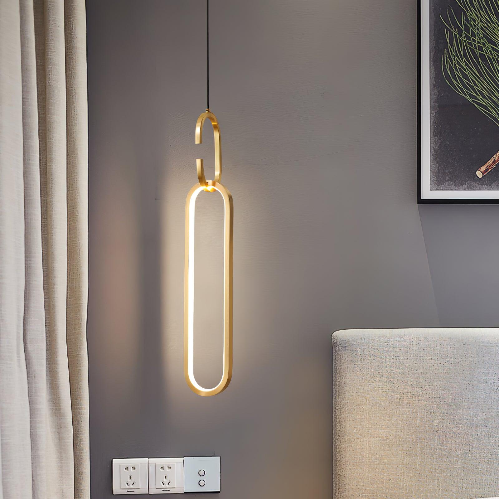 Modern Oval Ring LED Pendant Light Adjustable Height Dimmable Ceiling Fixture