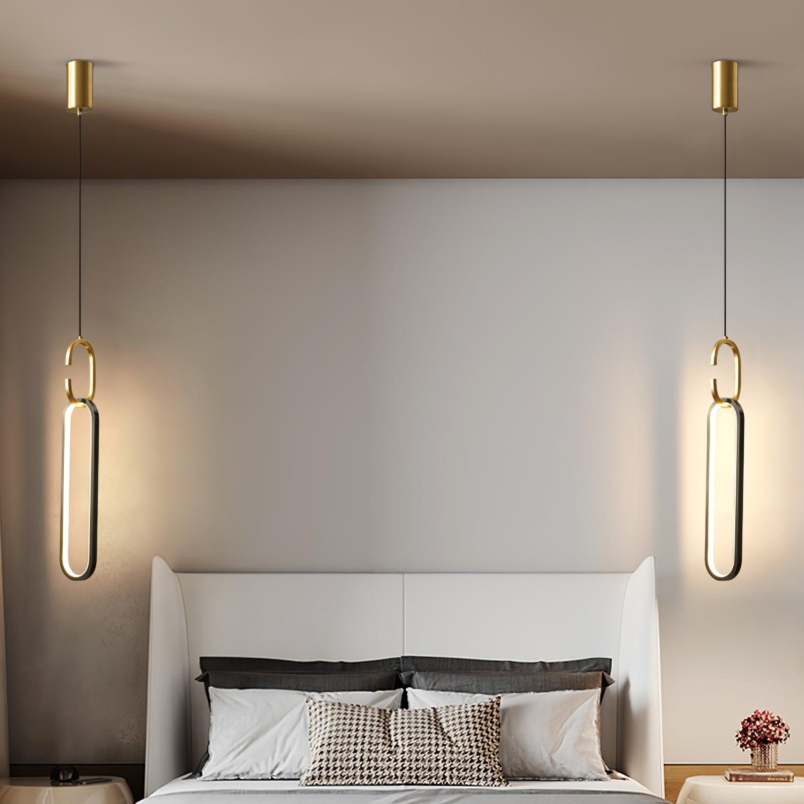 Modern Oval Ring LED Pendant Light Adjustable Height Dimmable Ceiling Fixture