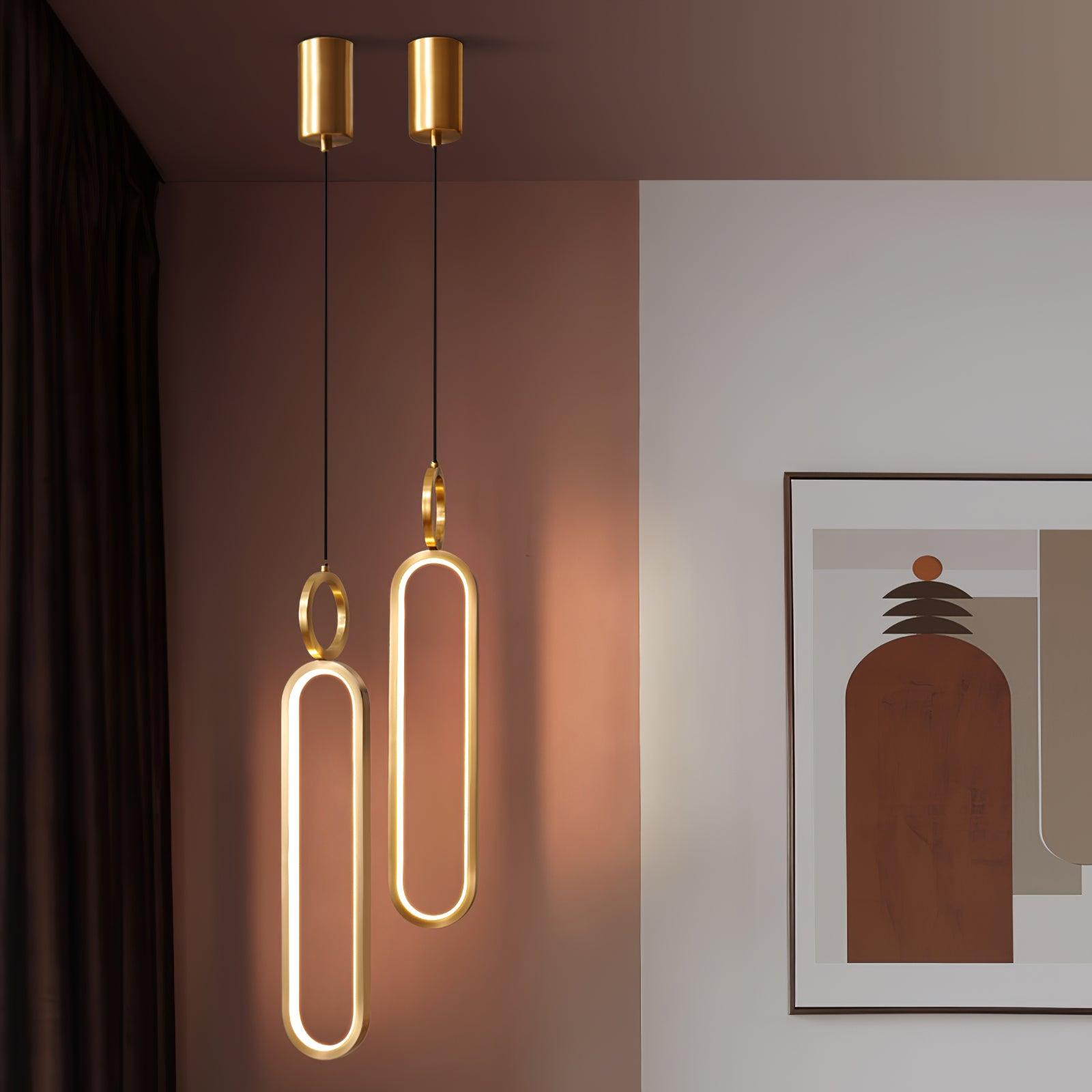 Modern Oval Ring LED Pendant Light Adjustable Height Dimmable Ceiling Fixture