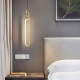 Modern Oval Ring LED Pendant Light Adjustable Height Dimmable Ceiling Fixture