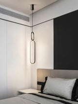 Modern Oval Ring LED Pendant Light Adjustable Height Dimmable Ceiling Fixture