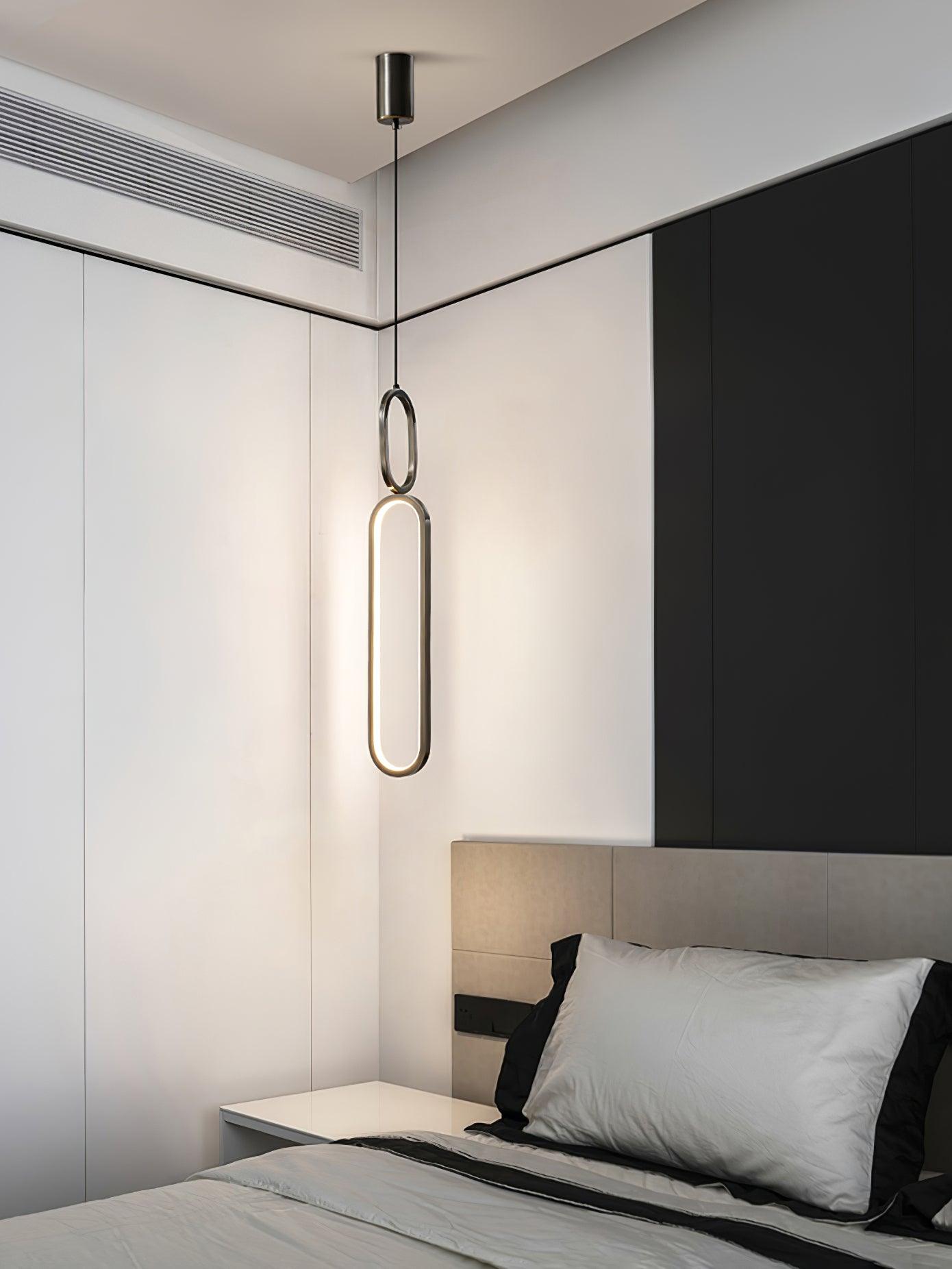 Modern Oval Ring LED Pendant Light Adjustable Height Dimmable Ceiling Fixture