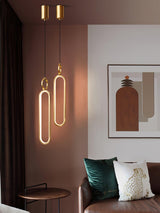 Modern Oval Ring LED Pendant Light Adjustable Height Dimmable Ceiling Fixture