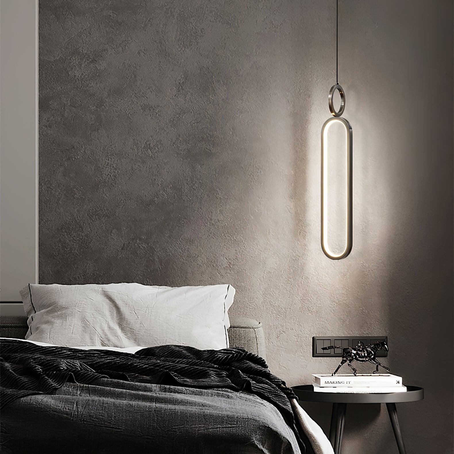 Modern Oval Ring LED Pendant Light Adjustable Height Dimmable Ceiling Fixture