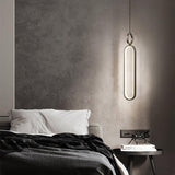 Modern Oval Ring LED Pendant Light Adjustable Height Dimmable Ceiling Fixture