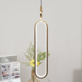 Modern Oval Ring LED Pendant Light Adjustable Height Dimmable Ceiling Fixture
