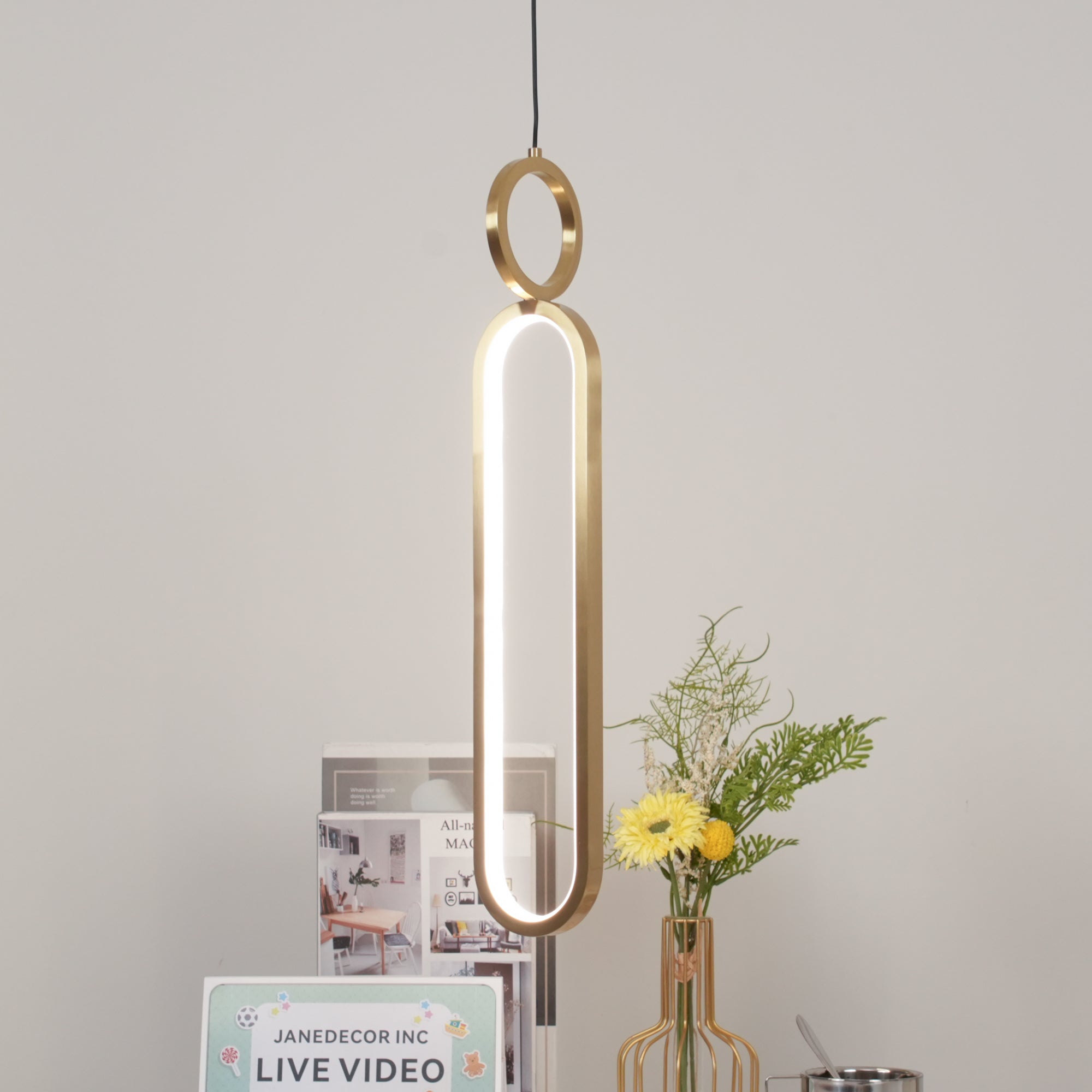Modern Oval Ring LED Pendant Light Adjustable Height Dimmable Ceiling Fixture