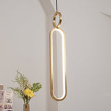 Modern Oval Ring LED Pendant Light Adjustable Height Dimmable Ceiling Fixture