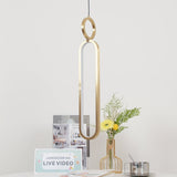 Modern Oval Ring LED Pendant Light Adjustable Height Dimmable Ceiling Fixture