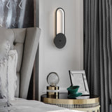 Modern Oval Ring LED Wall Sconce with 3 Step Dimming Aluminum Interior Fixture Black Gold