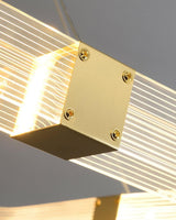 Modern Parallel Acrylic Ring LED Chandelier Luxury Brass Geometric Pendant Light