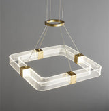 Modern Parallel Acrylic Ring LED Chandelier Luxury Brass Geometric Pendant Light