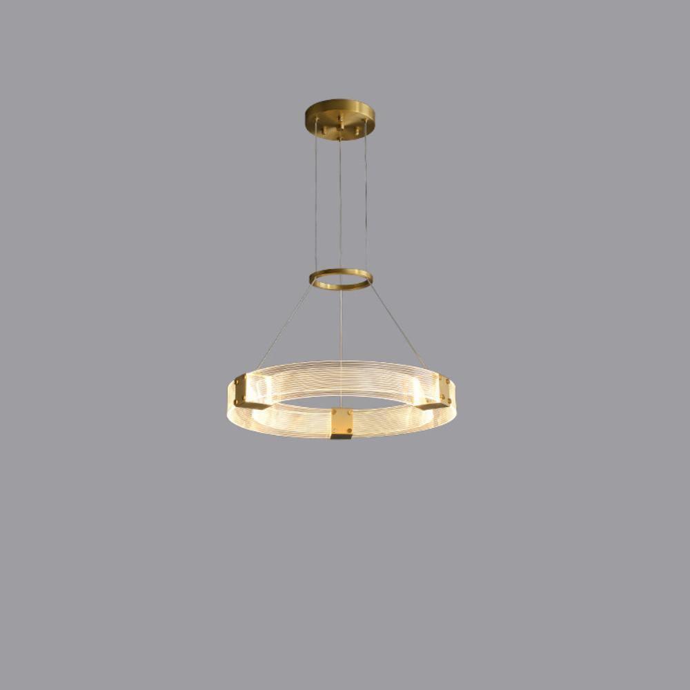 Modern Parallel Acrylic Ring LED Chandelier Luxury Brass Geometric Pendant Light
