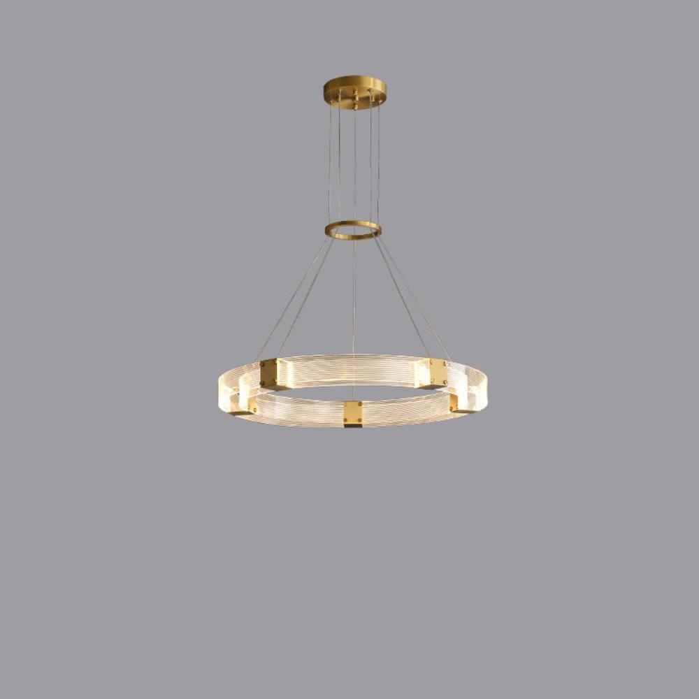 Modern Parallel Acrylic Ring LED Chandelier Luxury Brass Geometric Pendant Light