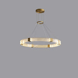 Modern Parallel Acrylic Ring LED Chandelier Luxury Brass Geometric Pendant Light