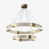 Modern Parallel Ring LED Chandelier Gold Acrylic Circular Pendant Light