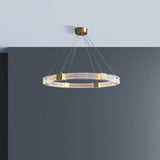 Modern Parallel Ring LED Chandelier Gold Acrylic Circular Pendant Light