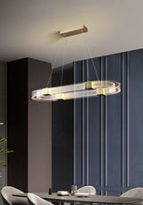 Modern Parallel Ring LED Chandelier Gold Acrylic Circular Pendant Light