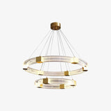 Modern Parallel Ring LED Chandelier Gold Acrylic Circular Pendant Light