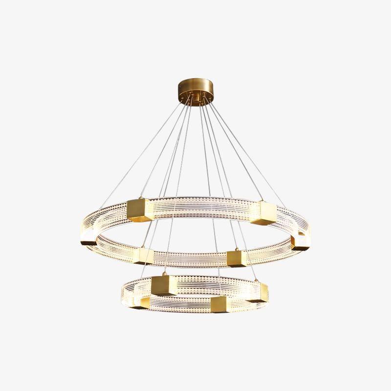 Modern Parallel Ring LED Chandelier Gold Acrylic Circular Pendant Light
