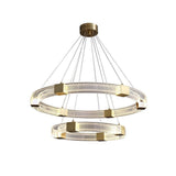 Modern Parallel Ring LED Chandelier Gold Acrylic Circular Pendant Light