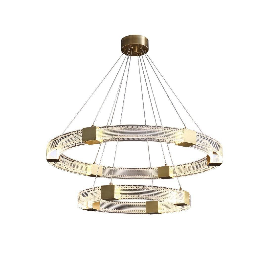 Modern Parallel Ring LED Chandelier Gold Acrylic Circular Pendant Light