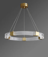 Modern Parallel Ring LED Chandelier Gold Acrylic Circular Pendant Light
