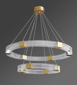 Modern Parallel Ring LED Chandelier Gold Acrylic Circular Pendant Light