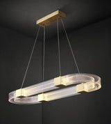 Modern Parallel Ring LED Chandelier Gold Acrylic Circular Pendant Light