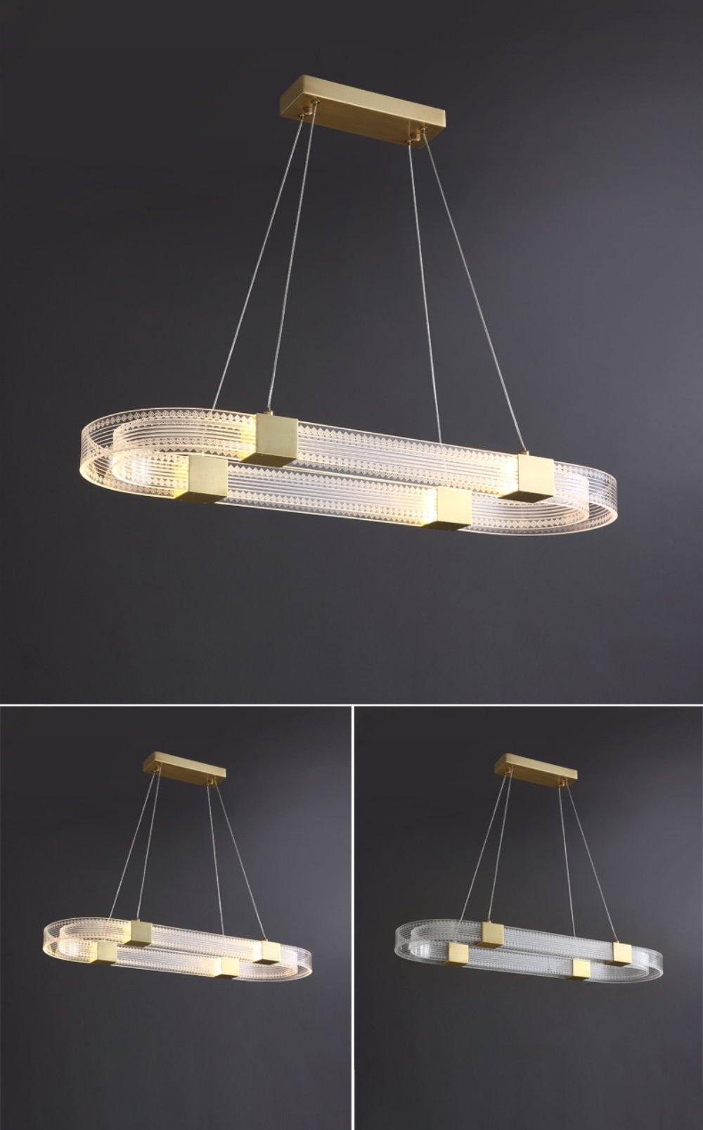Modern Parallel Ring LED Chandelier Gold Acrylic Circular Pendant Light