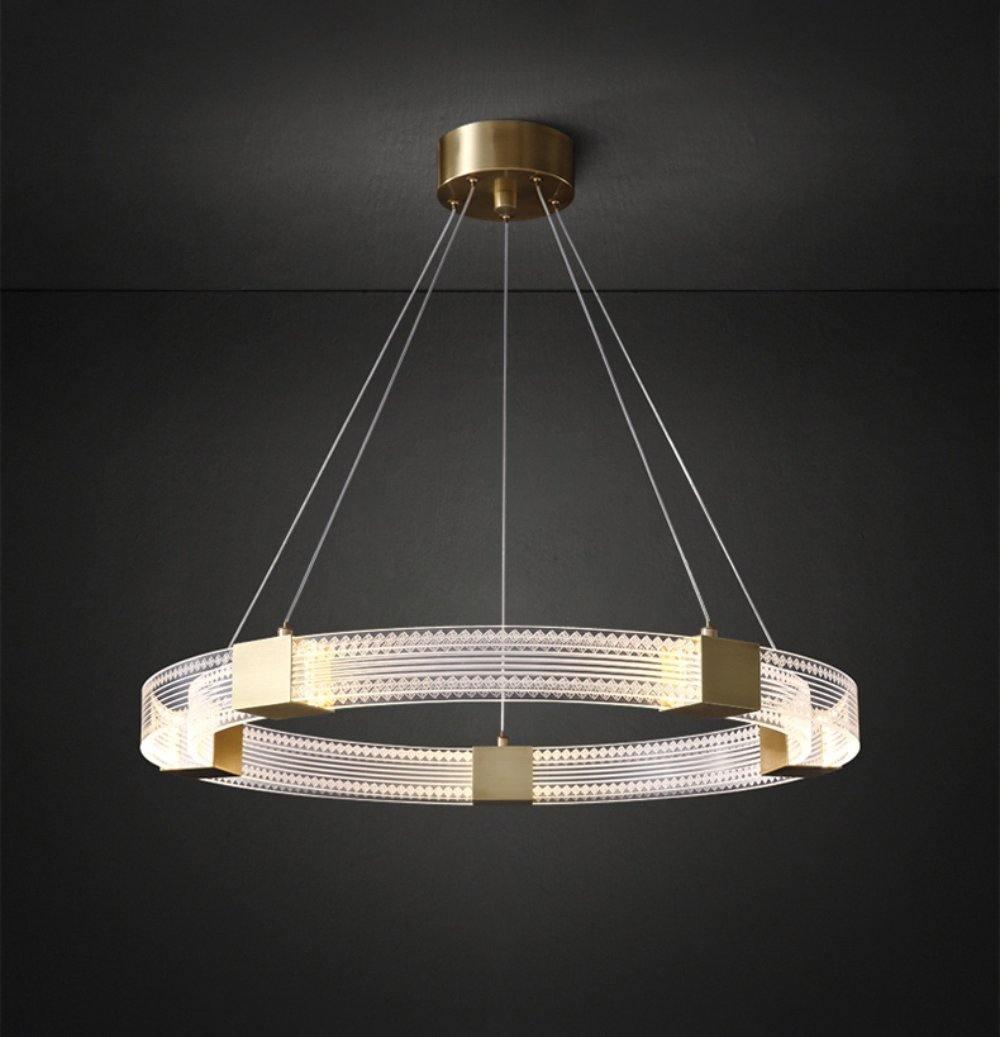 Modern Parallel Ring LED Chandelier Gold Acrylic Circular Pendant Light