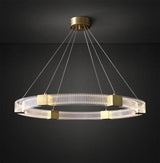 Modern Parallel Ring LED Chandelier Gold Acrylic Circular Pendant Light