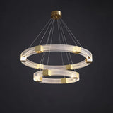 Modern Parallel Ring LED Chandelier Gold Acrylic Circular Pendant Light