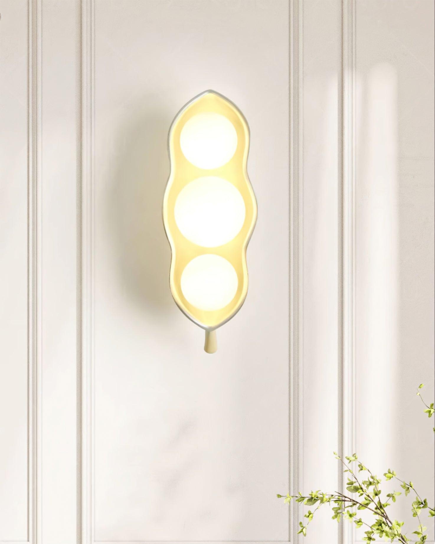 Modern Pea Shaped Glass and Brass Wall Sconce Lighting for Contemporary Interiors