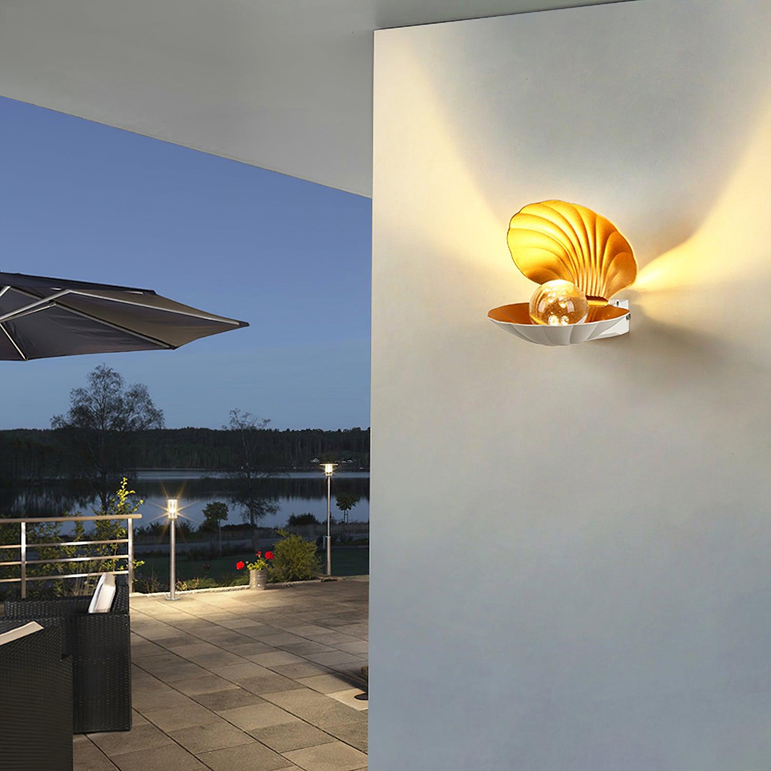 Modern Pearl Clam LED Wall Sconce Set of 2 Indoor Shell Decorative Lighting