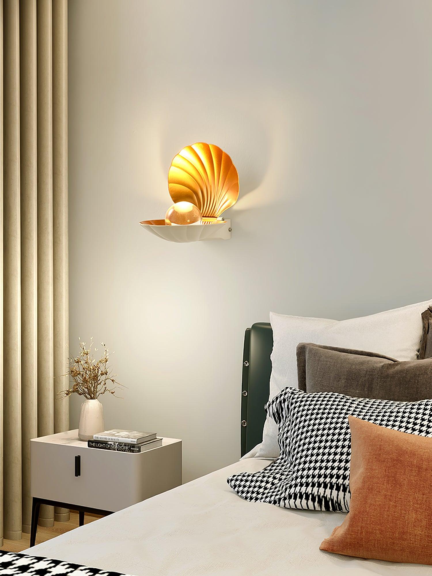 Modern Pearl Clam LED Wall Sconce Set of 2 Indoor Shell Decorative Lighting