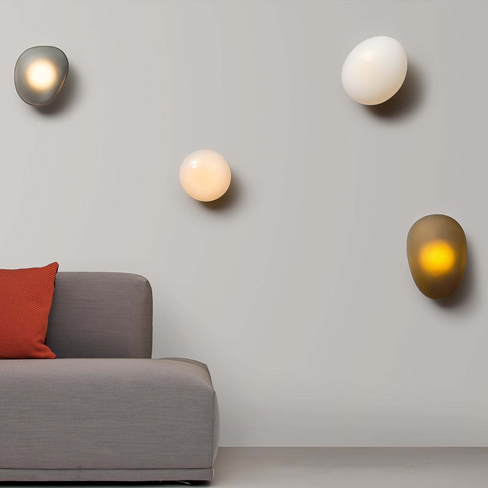 Modern Pebble Shaped Bubble Glass Wall Sconce Organic Stone Inspired LED Lamp