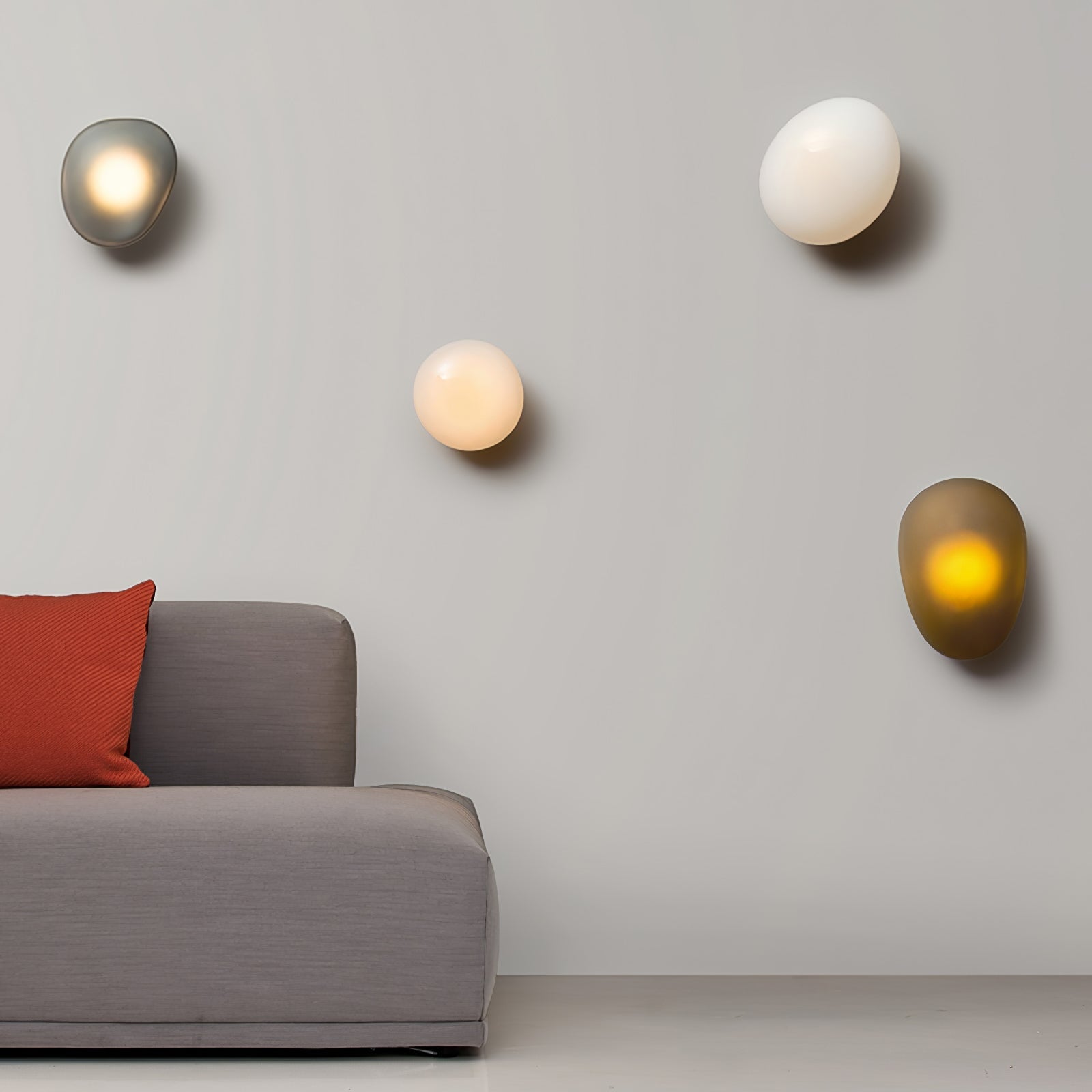 Modern Pebble Shaped Bubble Glass Wall Sconce Organic Stone Inspired LED Lamp