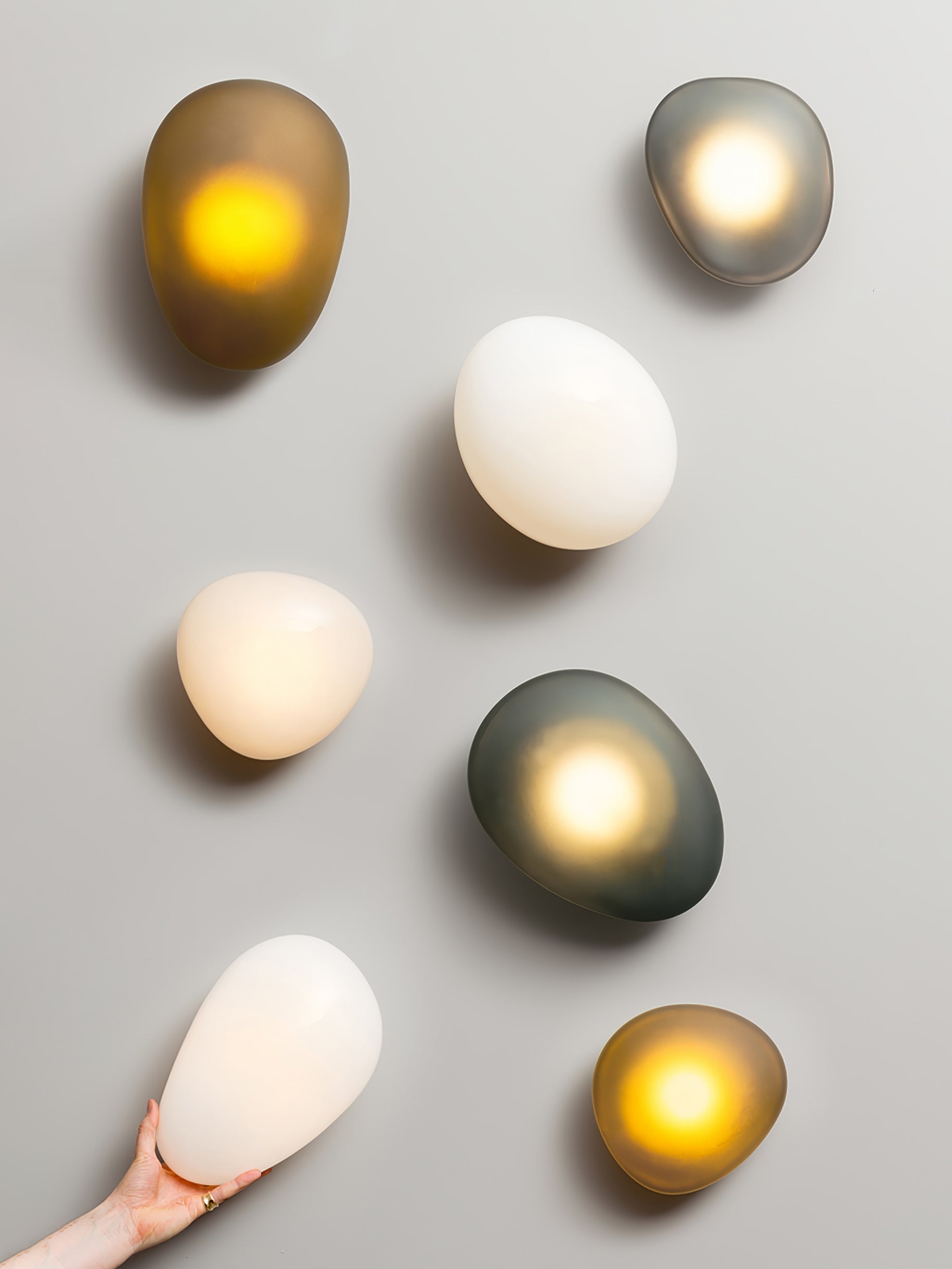 Modern Pebble Shaped Bubble Glass Wall Sconce Organic Stone Inspired LED Lamp