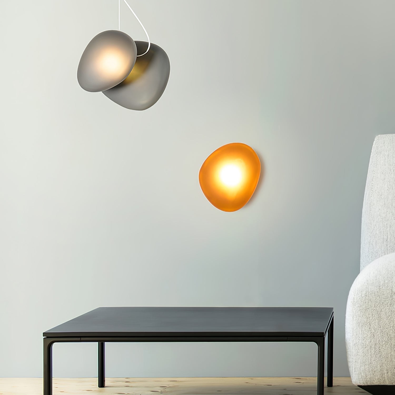 Modern Pebble Shaped Bubble Glass Wall Sconce Organic Stone Inspired LED Lamp