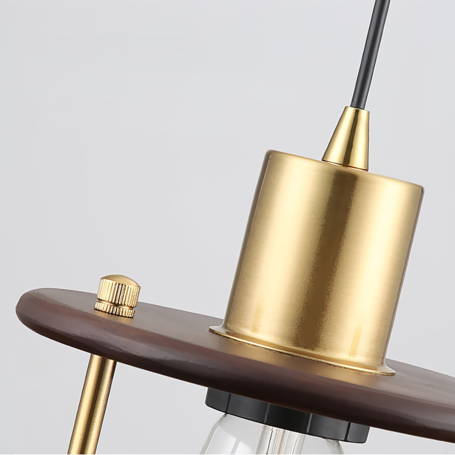 Modern Pendel Wood and Gold Geometric Pendant Light with Concentric Ring Design for Home Decor