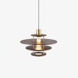 Modern Pendel Wood and Gold Geometric Pendant Light with Concentric Ring Design for Home Decor