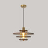 Modern Pendel Wood and Gold Geometric Pendant Light with Concentric Ring Design for Home Decor